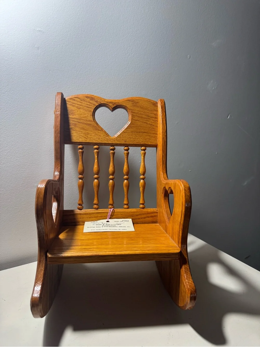 Handcrafted Oak Heart Rocking Chair Accent - Oak Finish